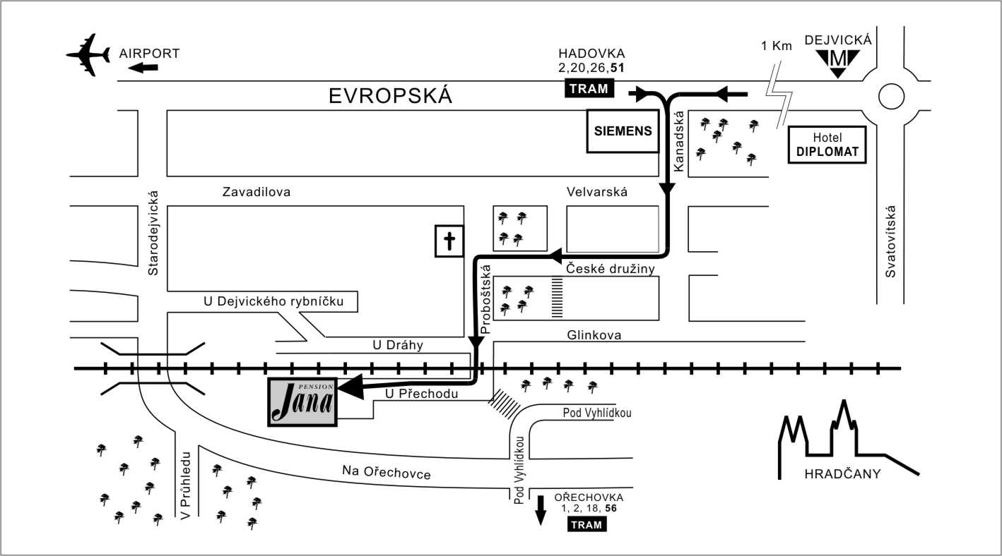 Residence Jana - situační plánek